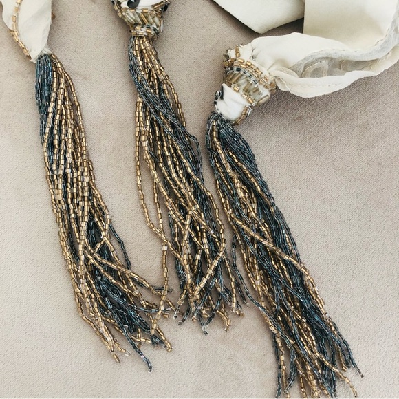 Haute Hippie 100% Silk Beaded Sheer Top Shirt Wrap - Picture 12 of 15